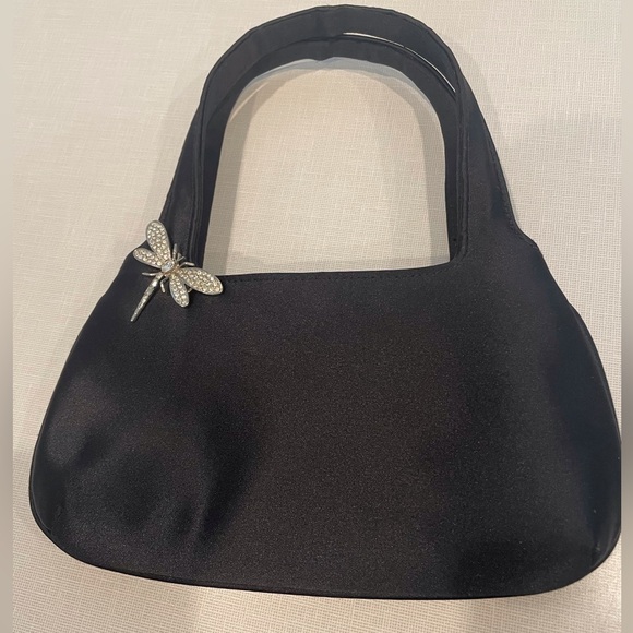 KENNETH JAY LANE, Evening bag, black with rhinestone dragon fly - Picture 1 of 6